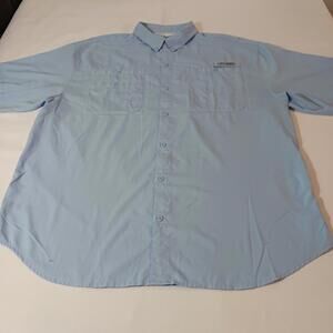 Columbia Men's Blue Shirt PFG FM7266 Vented Fishing Short Sleeve XL Chest 52"